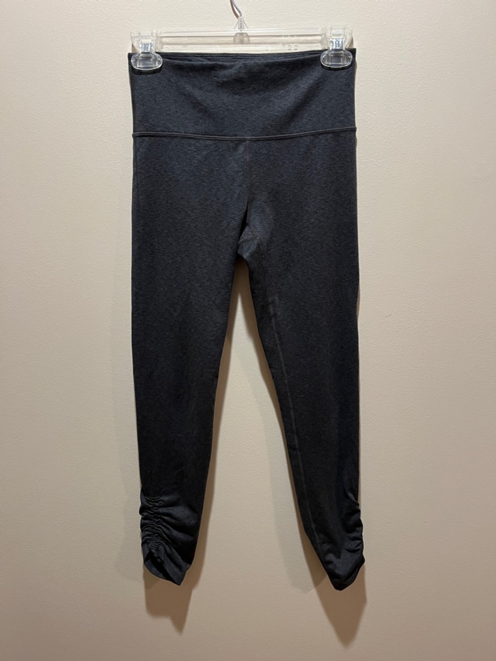 Charcoal Ruched Hem High-Waist Active Leggings